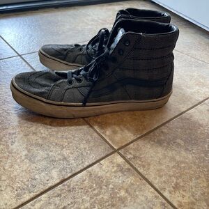 Vans Black and Gray Sk8-Hi Sneakers with Signature Stripe
